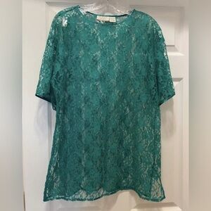 Vintage Victorias Secret  Gold Label Teal Lace Shirt Size S